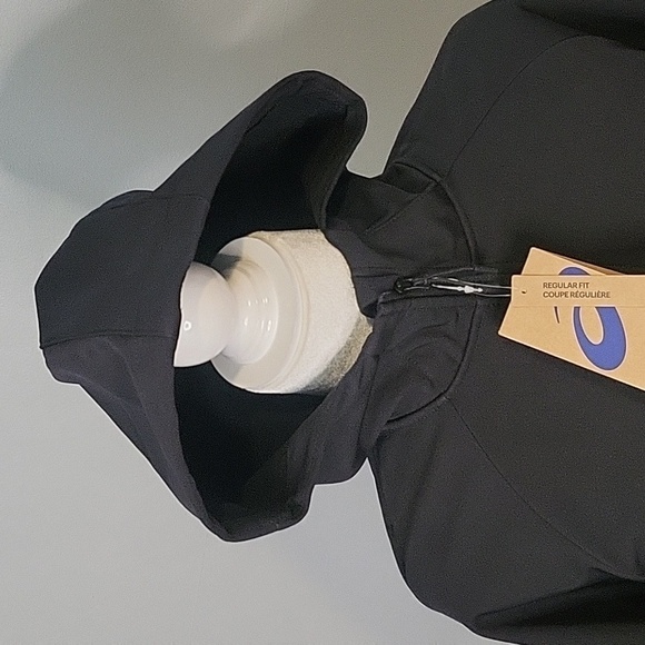 Asics Hooded Softshell Fleece Lined Scuba Hood 2 Pocket Warm Jacket Size Large - Picture 4 of 14